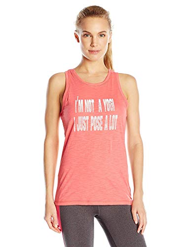 Steve Madden Women's I'm NOT A Yogi I Just Pose A Lot Tank, Fuji Coral, Medium