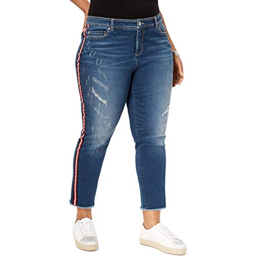 I.N.C. Plus Size Cropped Racing-Stripe Jeans