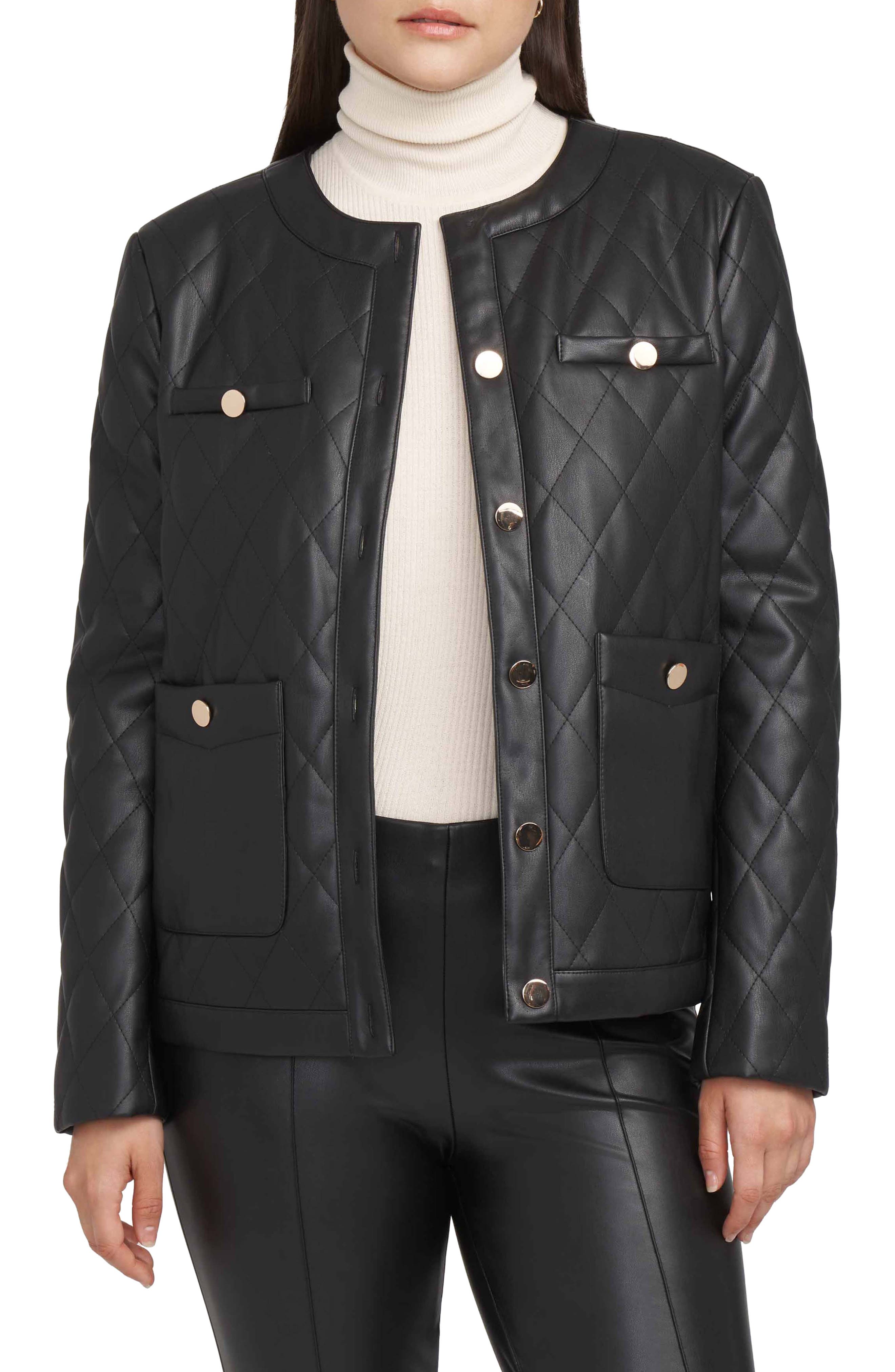 Anne Klein Quilted Faux Leather Jacket