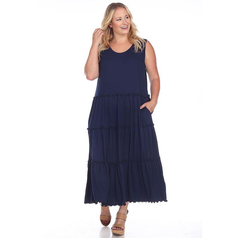 Plus Size Scoop Neck Tiered Midi Dress