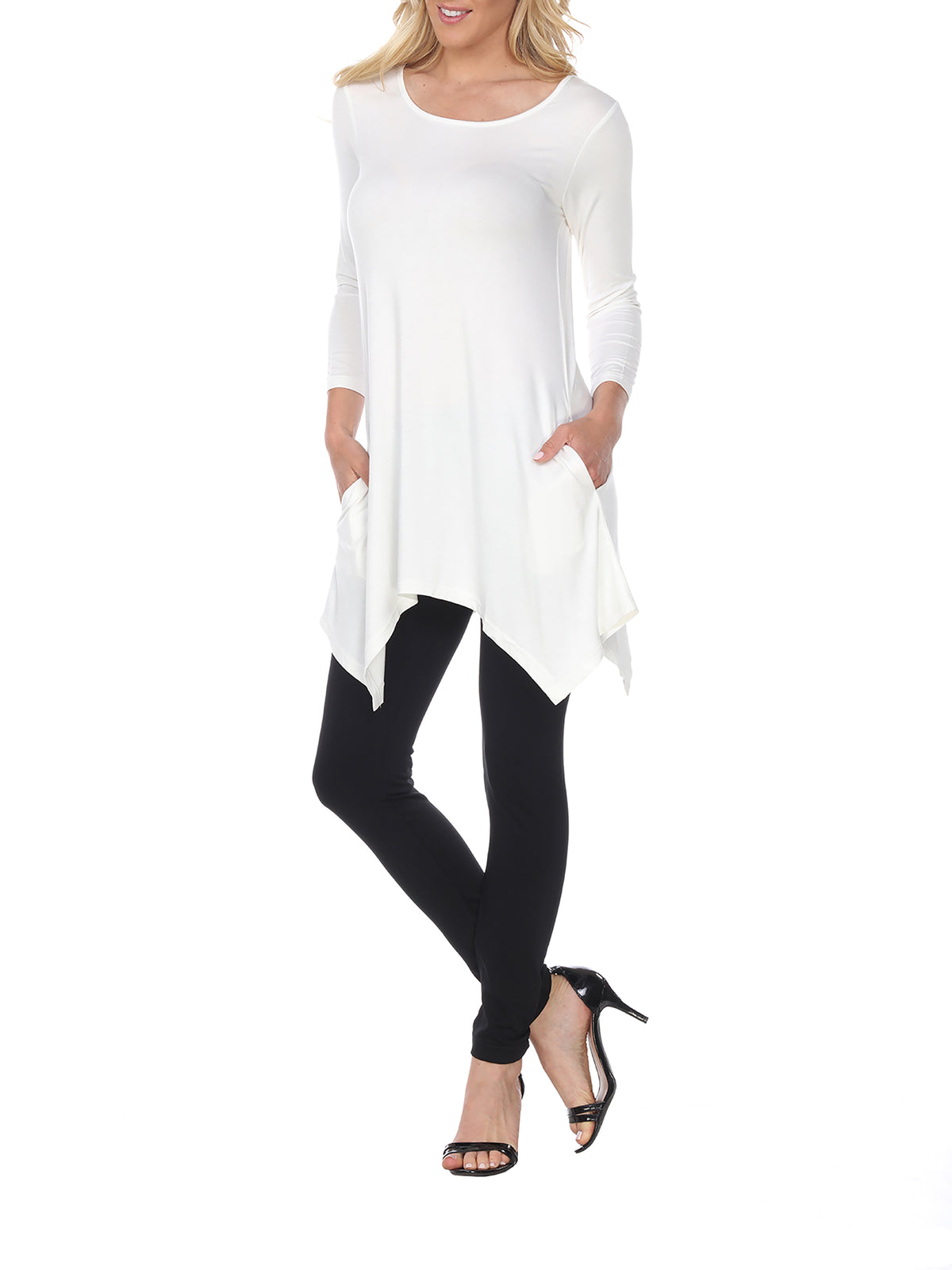 White Mark Womens Solid Color Tunic Top