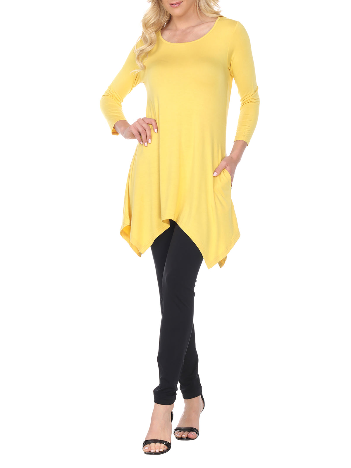 White Mark Womens Solid Color Tunic Top