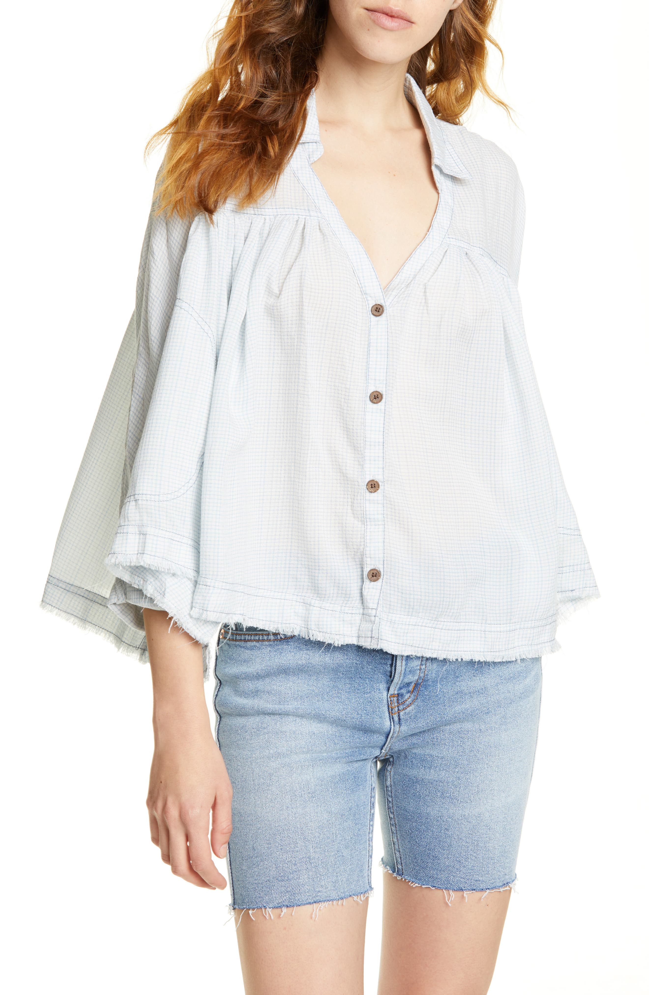 Free People Womens Rainbow Picnic Button Down
