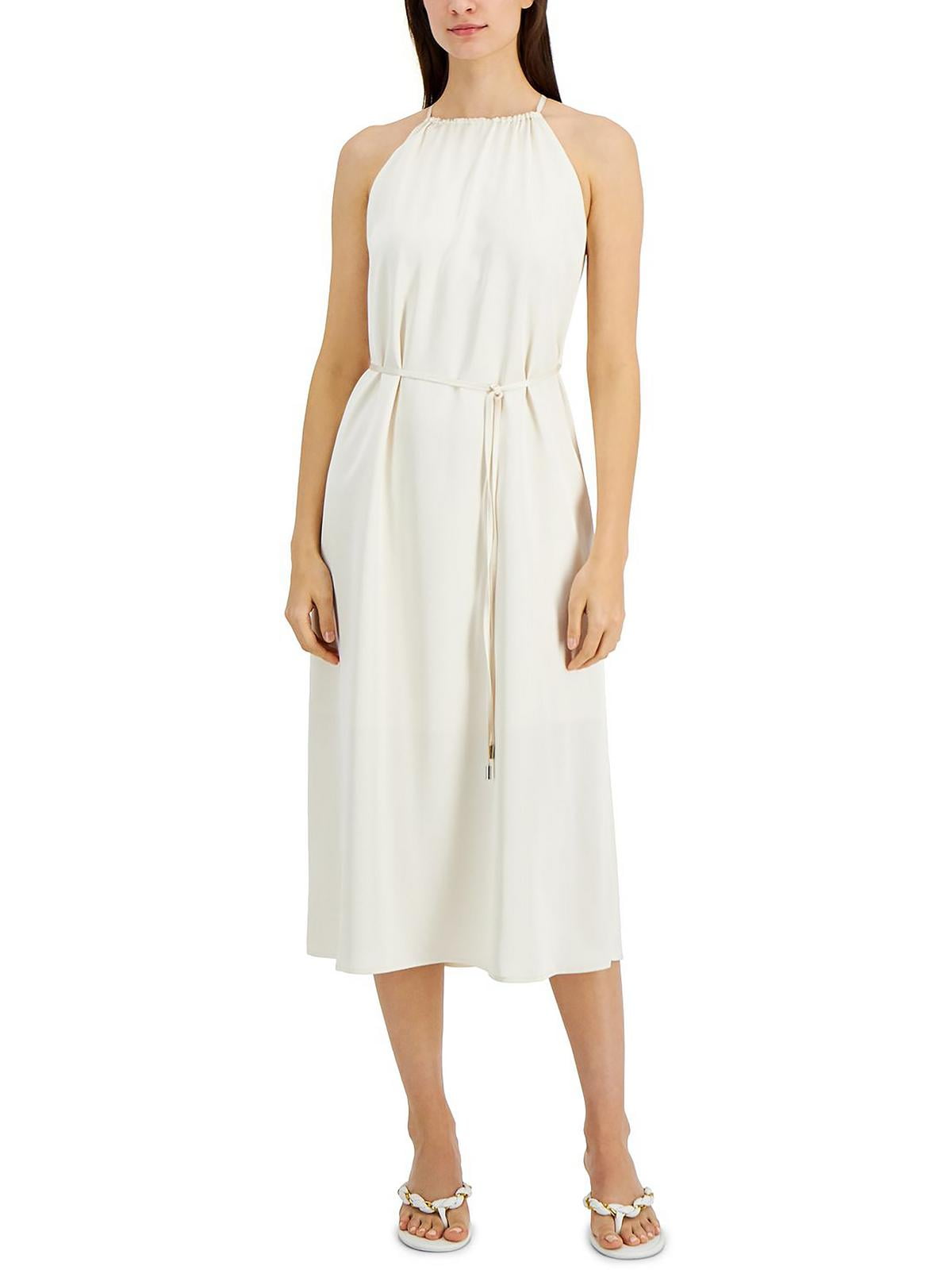 INC International Concepts Satin Crepe Halter Midi Dress