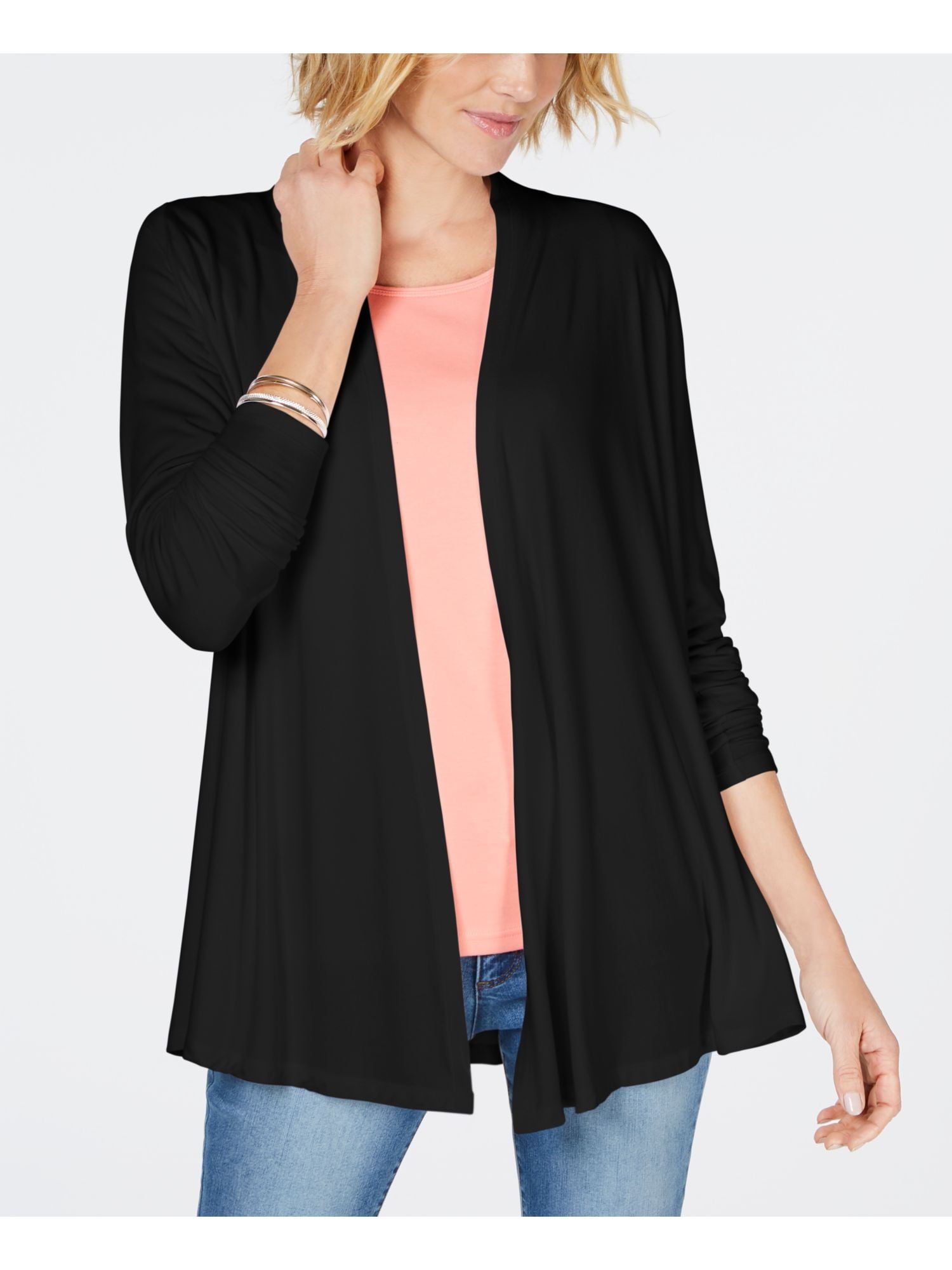 Draped Open-Front Cardigan