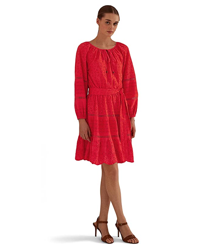 Lauren Ralph Lauren Cotton Eyelet Long-Sleeve Dress