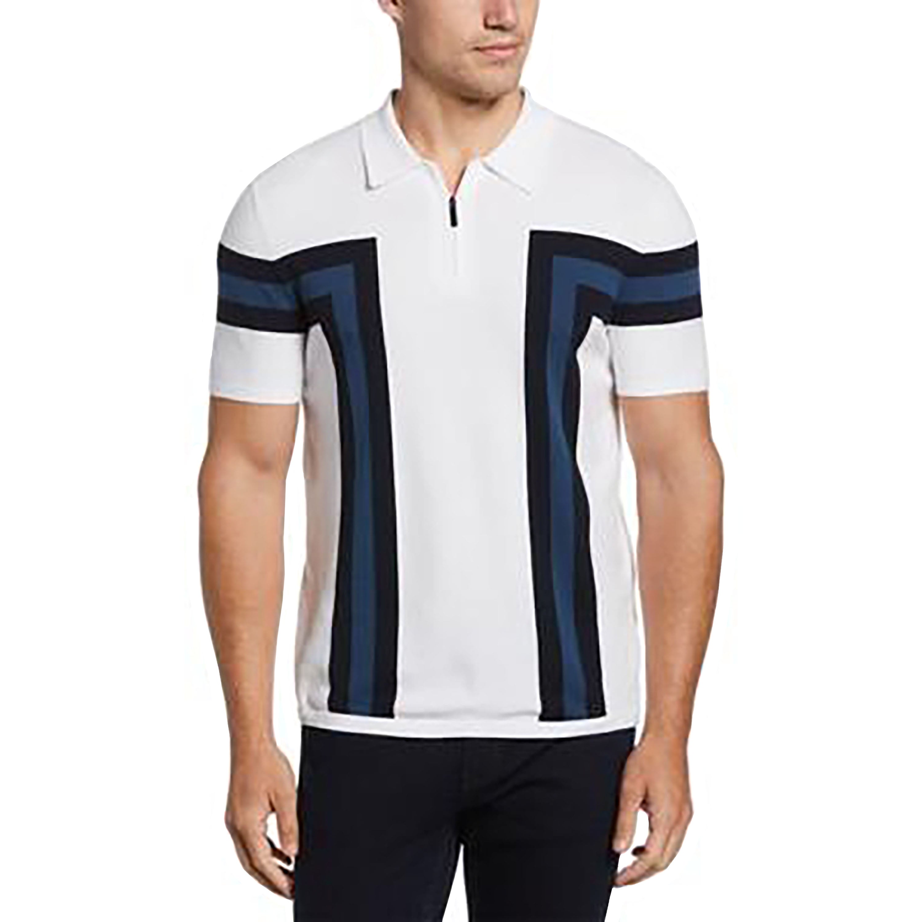 Men's Short Sleeve Color Block Tech Zip Polo Shirt