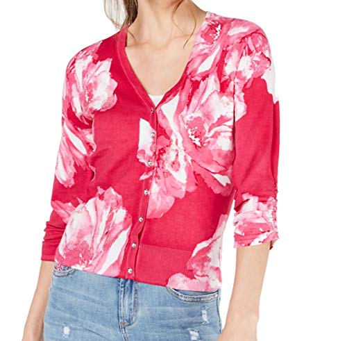 Women's Sweater Floral Ruched Cardigan