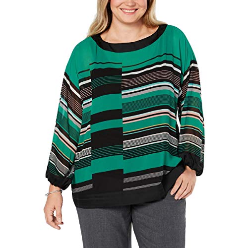 Plus Size Striped Kimono-Sleeve Top