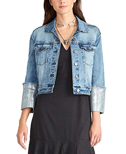 Metallic-Cuff Denim Jacket