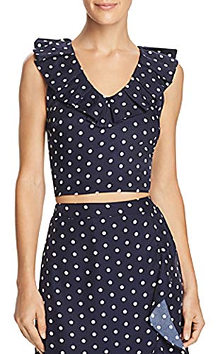 Lucy Paris Ruffled Polka Dot Cropped Top