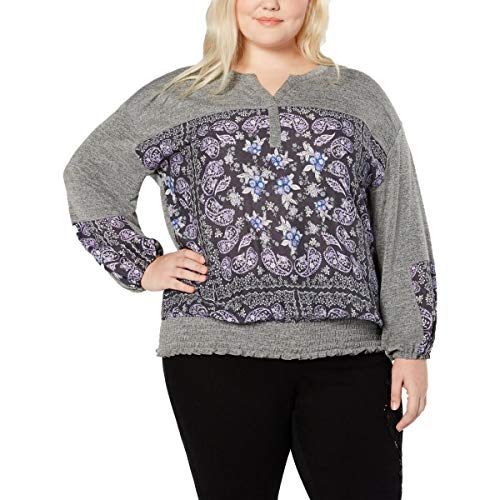 Plus Size Paisley-Print Peasant Top