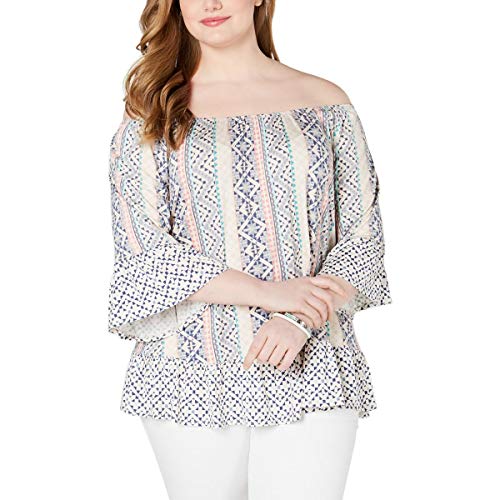 Plus Size Printed Off-The-Shoulder Top