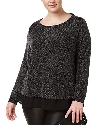 INC Plus Size Metallic Chiffon-Trimmed Top