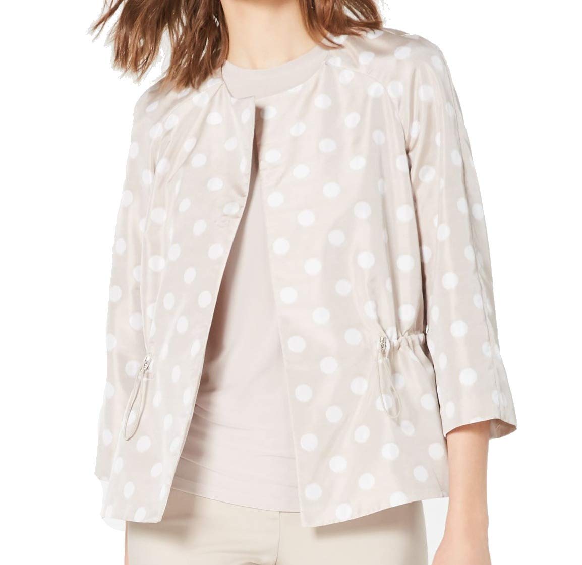 Anne Klein Printed Drawstring Open Front Jacket