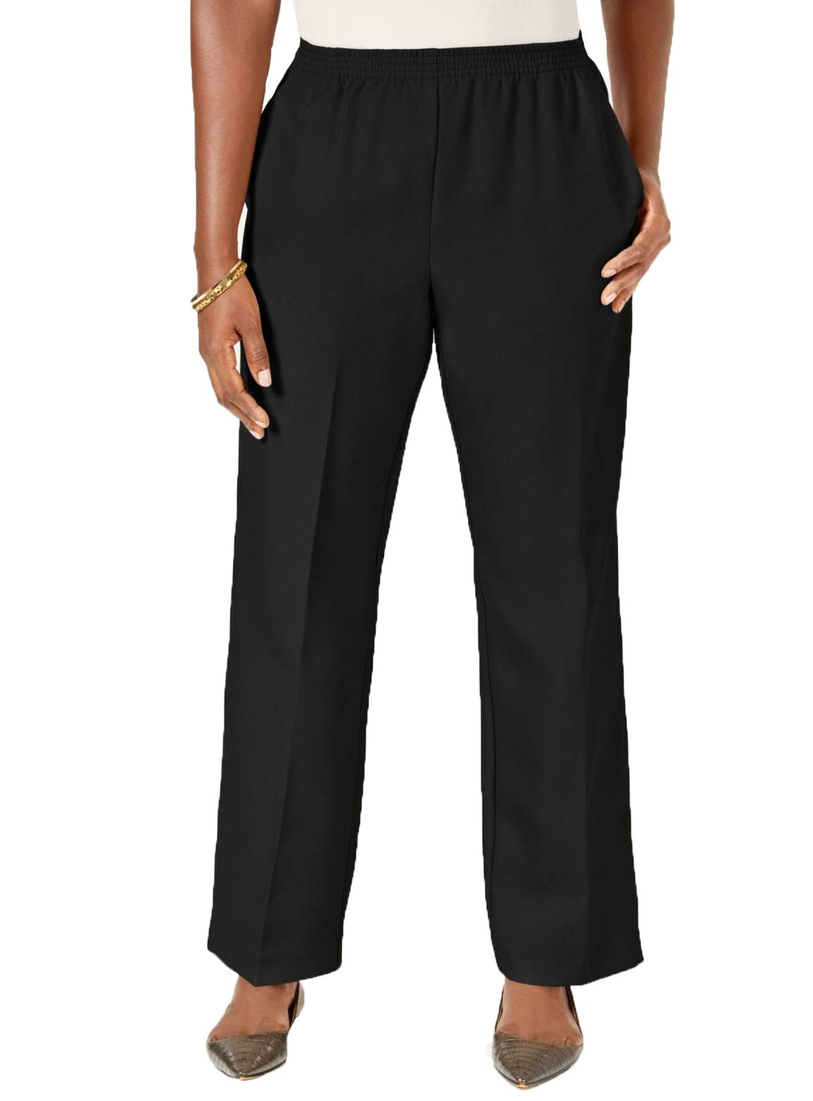 Karen Scott Womens Pull-On Pants (Deep Black, Large)