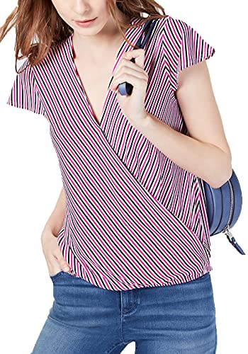 INC Striped Cap-Sleeve Wrap Shirt