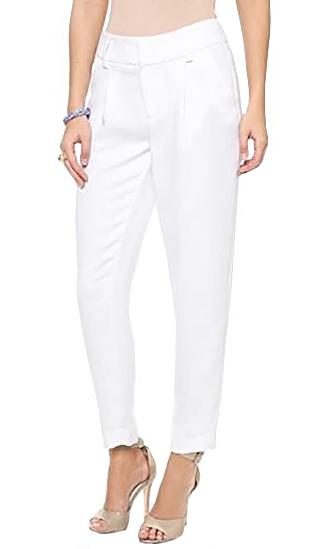 Crotchet Sheer Pleated Ankle Pants Trousers