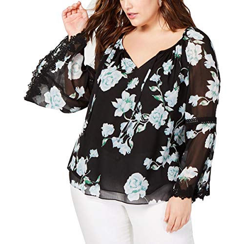 I.N.C. Plus Size Printed Bell-Sleeve Blouse