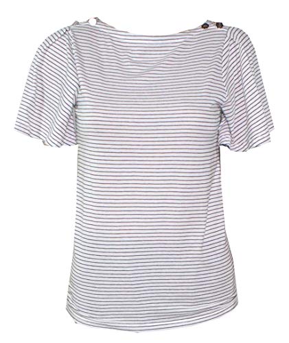 LAUREN RALPH LAUREN Women's Petite Flutter-Sleeve Cotton Top (White, Petite X-Small)