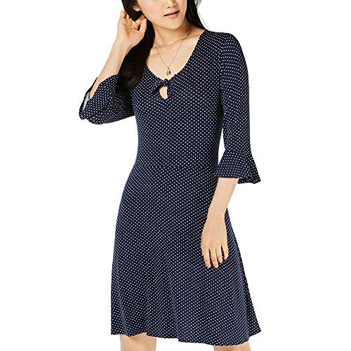 Juniors' Keyhole Printed Bell-Sleeve Dress