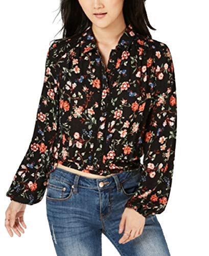 Juniors' Smocked Floral-Print Shirt
