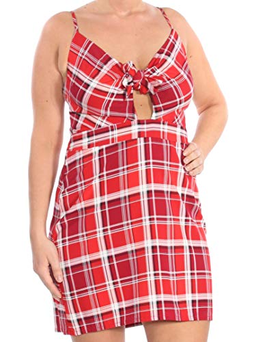 Plaid Twist-Front Cutout Dress