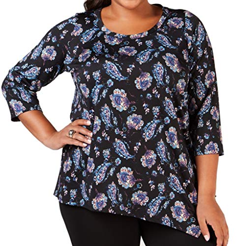 Plus Size Printed Asymmetrical-Hem Top