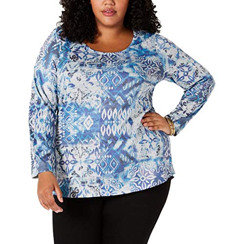 Plus Size Printed Embellished Top