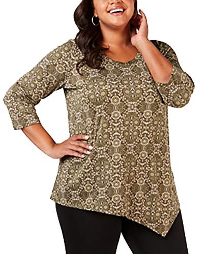 Plus Size Printed Asymmetrical-Hem Top