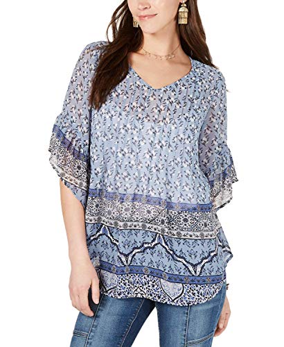 Retro Scarf-Print Pintuck-Pleat Top