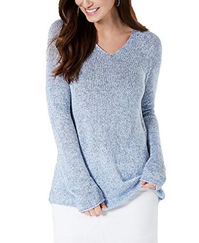 Petite Marled-Knit V-Neck Sweater