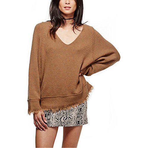 Free People Womens Irresistible Fringe V-Neck Sweater