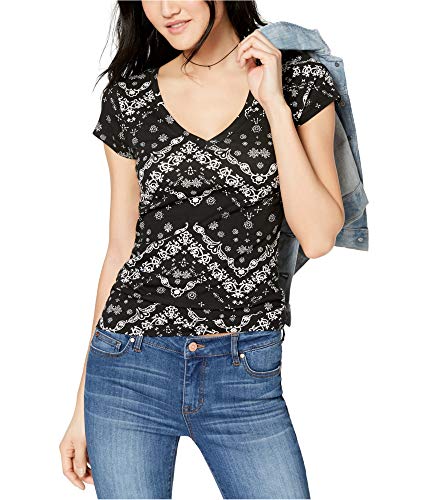 Juniors' Printed V-Neck T-Shirt