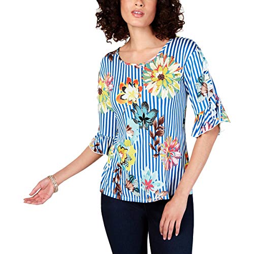 Petite Printed Ruffle-Sleeve Top