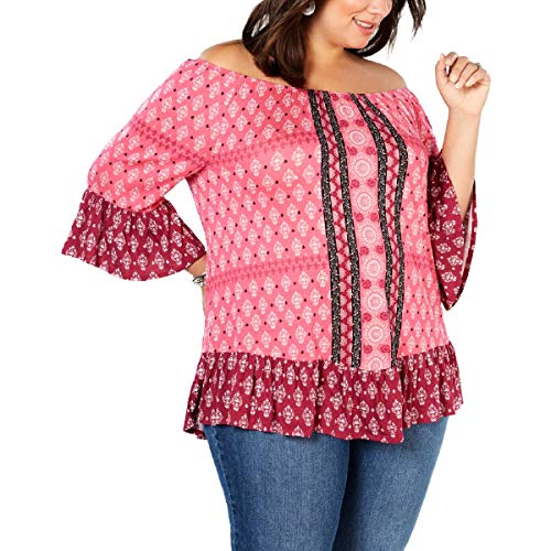 Plus Size Printed Off-The-Shoulder Top