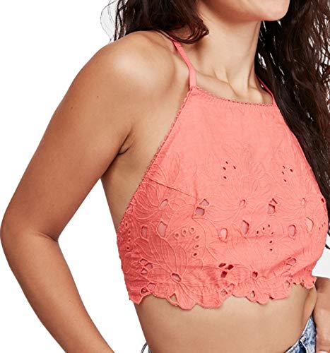 Free People Intimately Women's June Halter Cropped Bralette Coral S