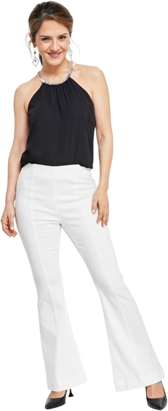 Petite High-Rise Seamed Flare-Leg Jeans