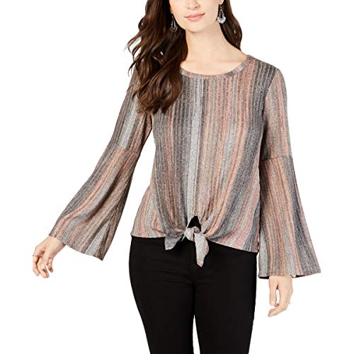 Tie-Front Lantern-Sleeve Top