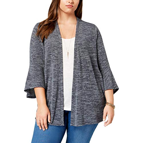Plus Size Lantern-Sleeve Open Cardigan