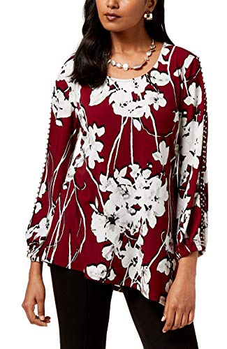 JM Collection Petite Split Sleeve Studded Tunic