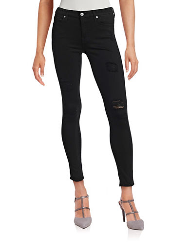 7 For All Mankind Women's Ankle Skinny Jean, Slim Illusion Luxe Black 3, 24