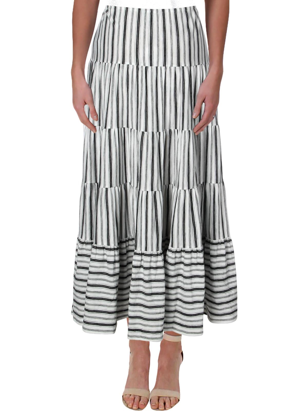 Ralph Lauren Stripe-Print Tiered Jersey Cotton Skirt