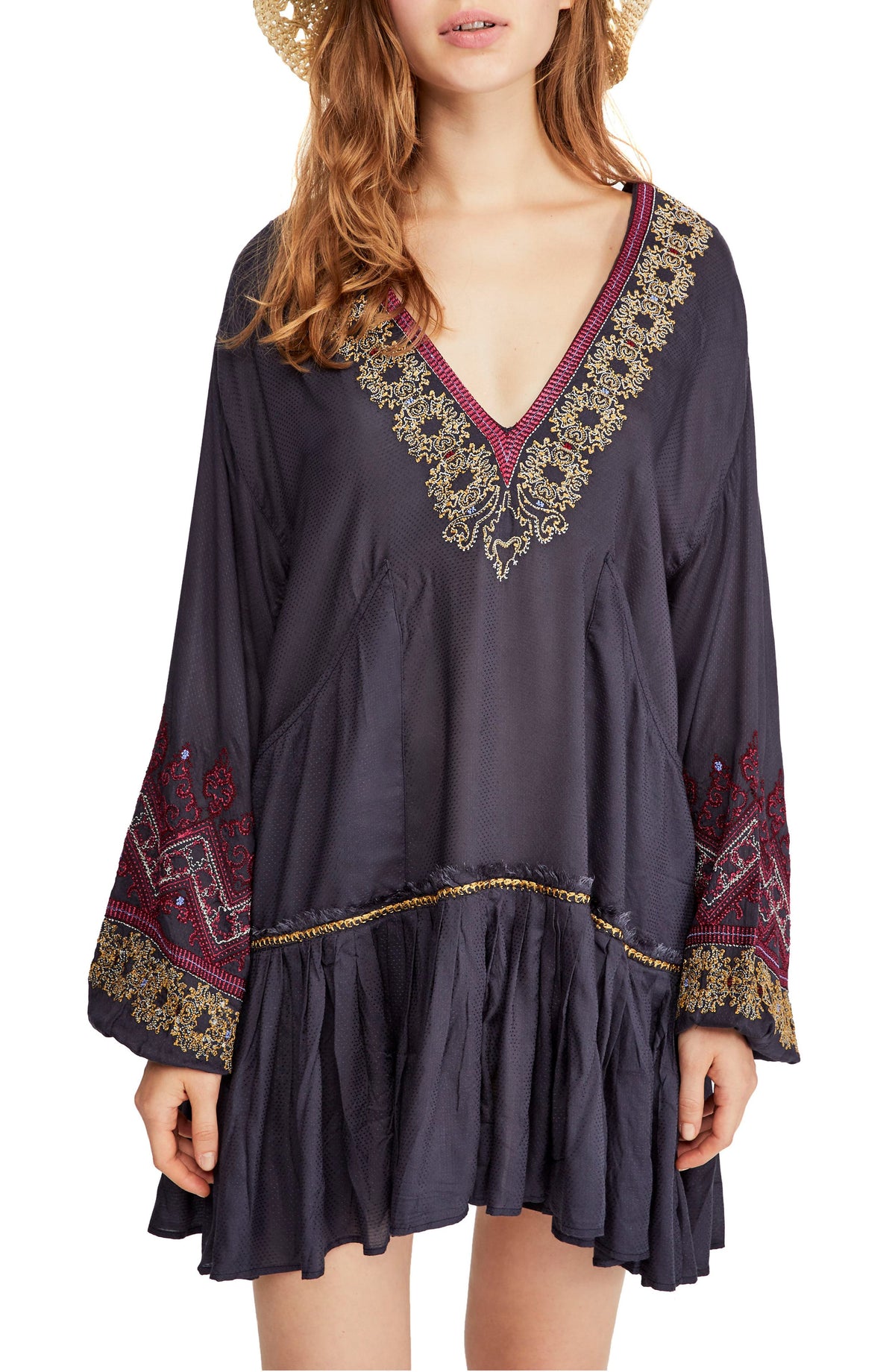 Free People Wild One Embroidered Peasant Dress