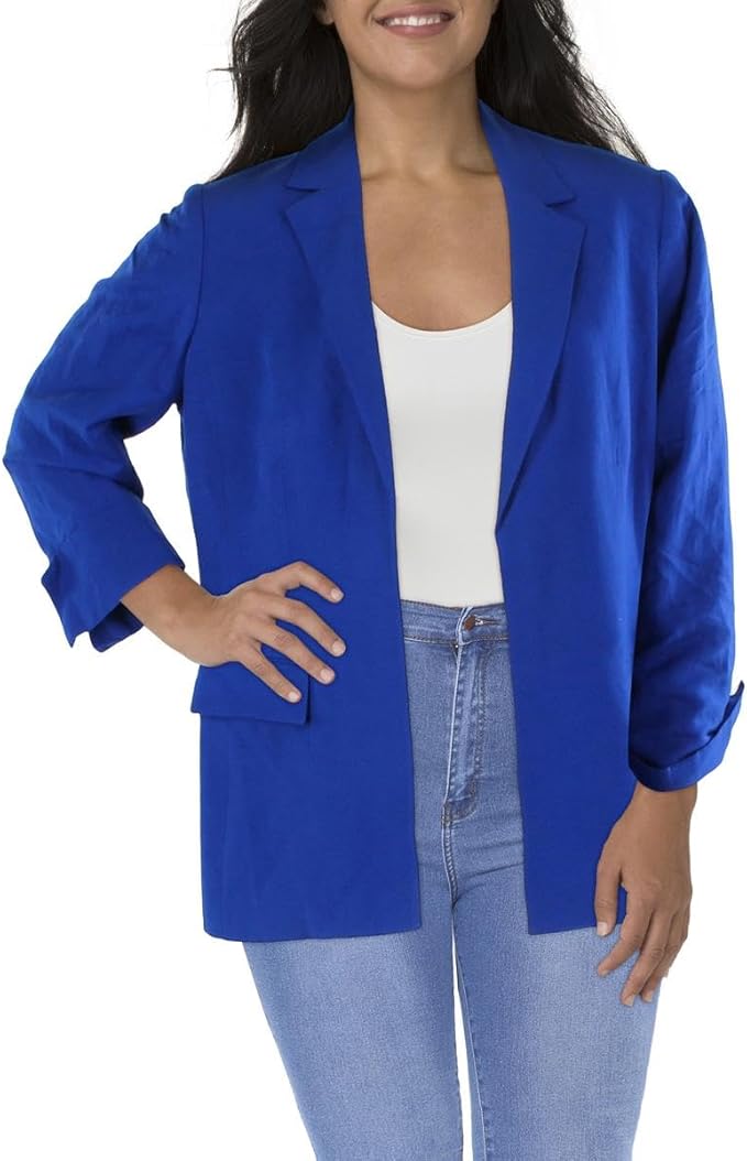 Calvin Klein Plus Size Open Front Shawl Collar Wear to Work Blazer