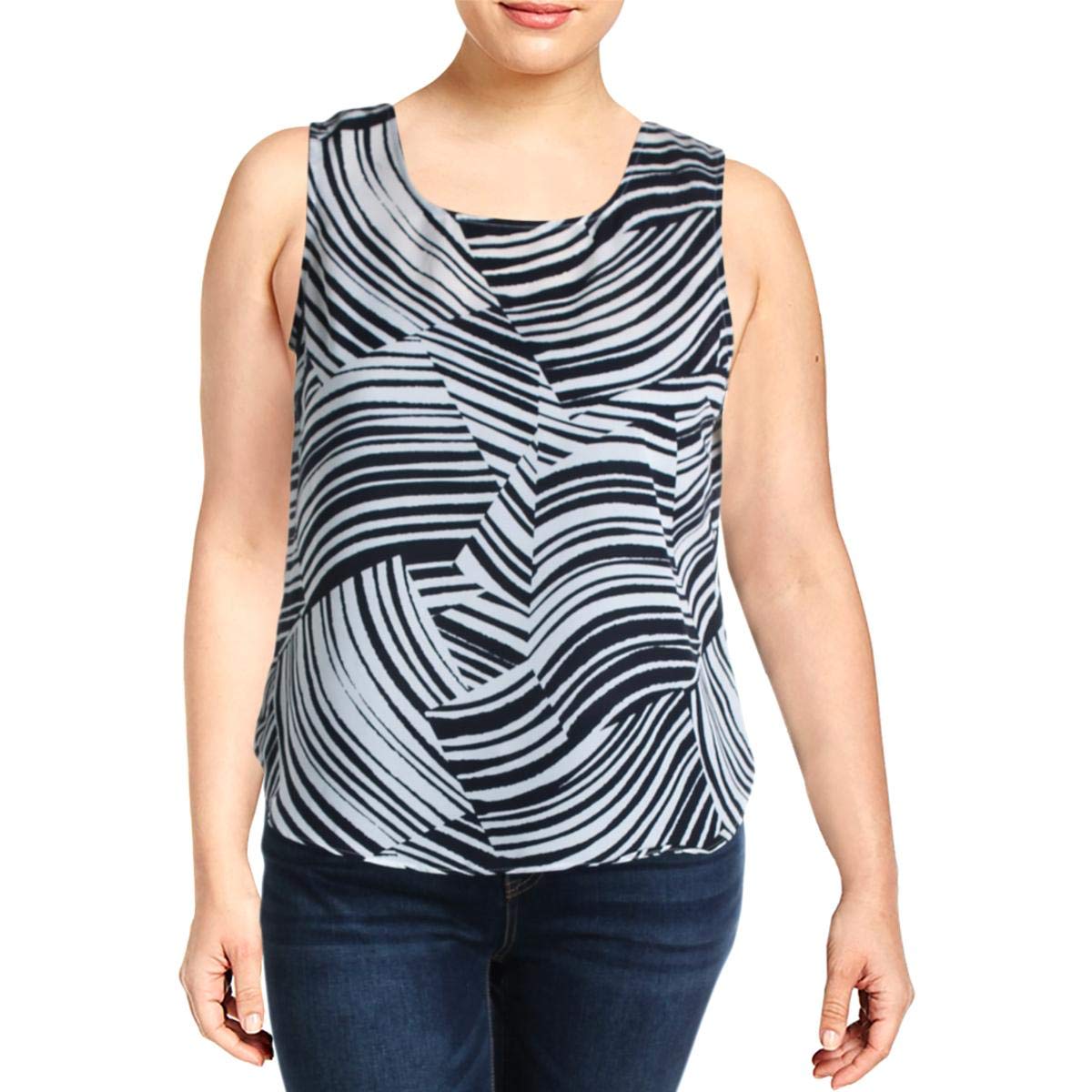 DKNY Womens Petites Animal Print Hi-Low Tank Top