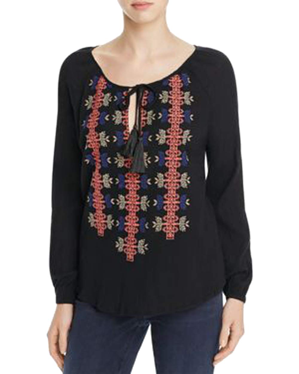 4Our Dreamers Black Boho Crinkled Peasant Top Blouse