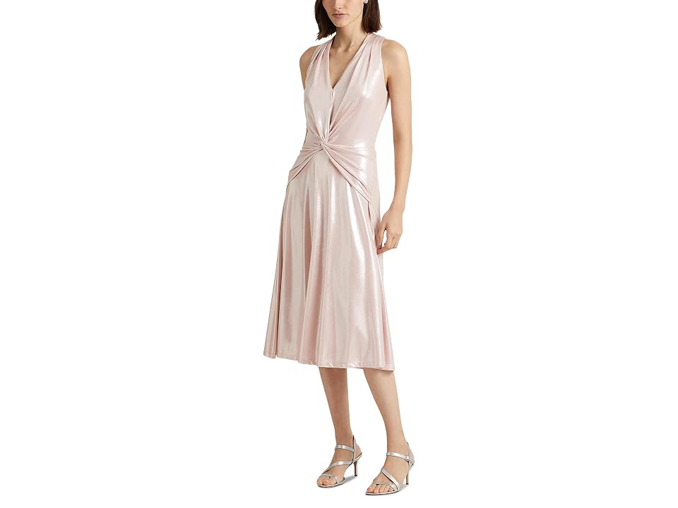 LAUREN Ralph Lauren Foil-Print Jersey Twist-Front Cocktail Dress