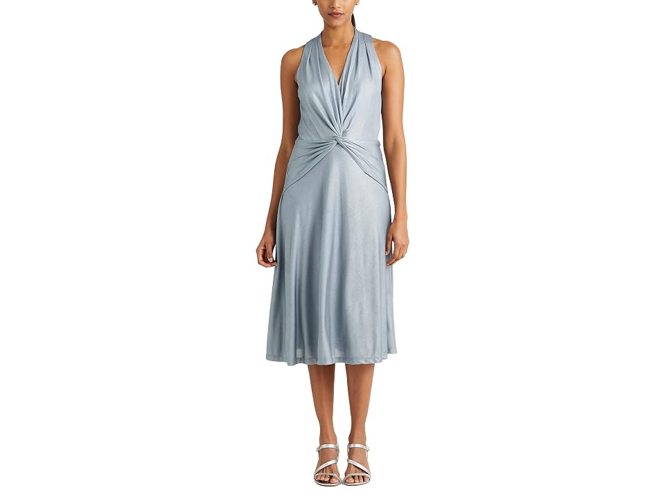LAUREN Ralph Lauren Foil-Print Jersey Twist-Front Cocktail Dress