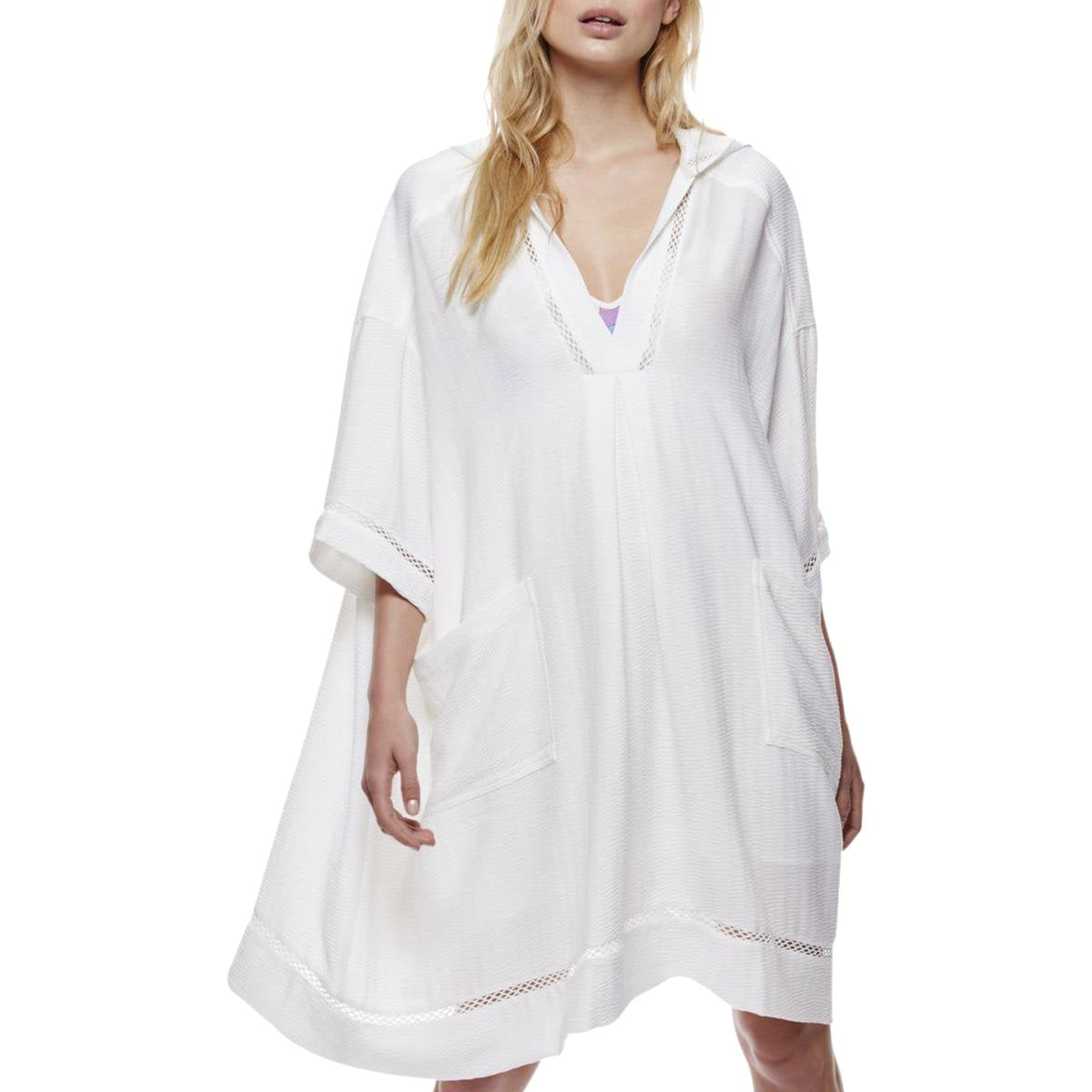 Free People Womens Hooded Elbow Sleeves Casual Dress Ivory M/L